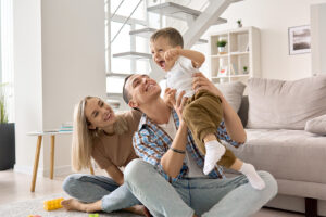 family enjoying clean air in home
