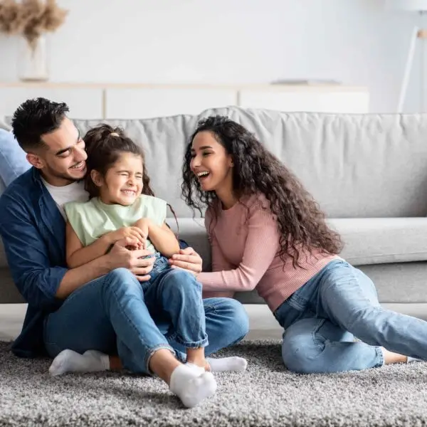 young family enjoying home comfort