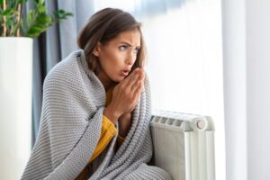 Woman cold in home