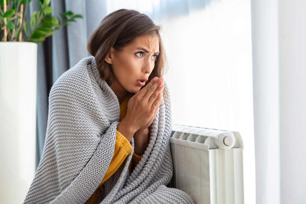 Woman cold in home