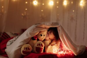 comfy bear in home